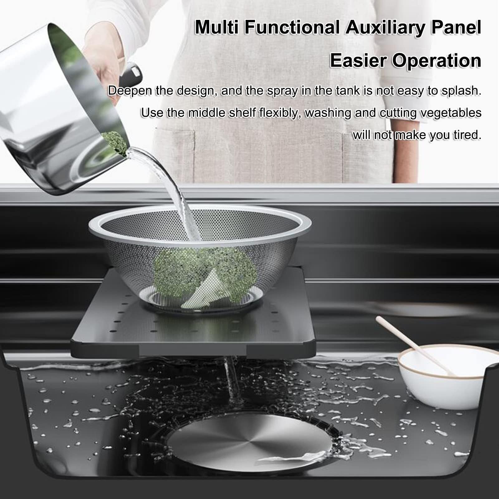Lavello da Cucina sottotop da 30,7 Pollici - Lavello da Lavoro in Acciaio Inossidabile 304 di Alta qualità con Cuscinetti fonoassorbenti e Design Moderno (Nero Argento 78x48x24 cm)