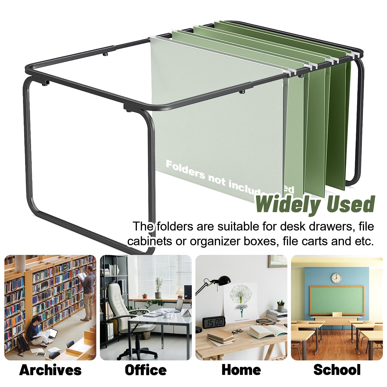 Whaline Hängemappen, Briefgröße, 4 Farben, Grün, mit Register, für Zuhause, Büro, Klassenzimmer, 36 Stück, Salbeigrün, 23,6 x 31,8 cm