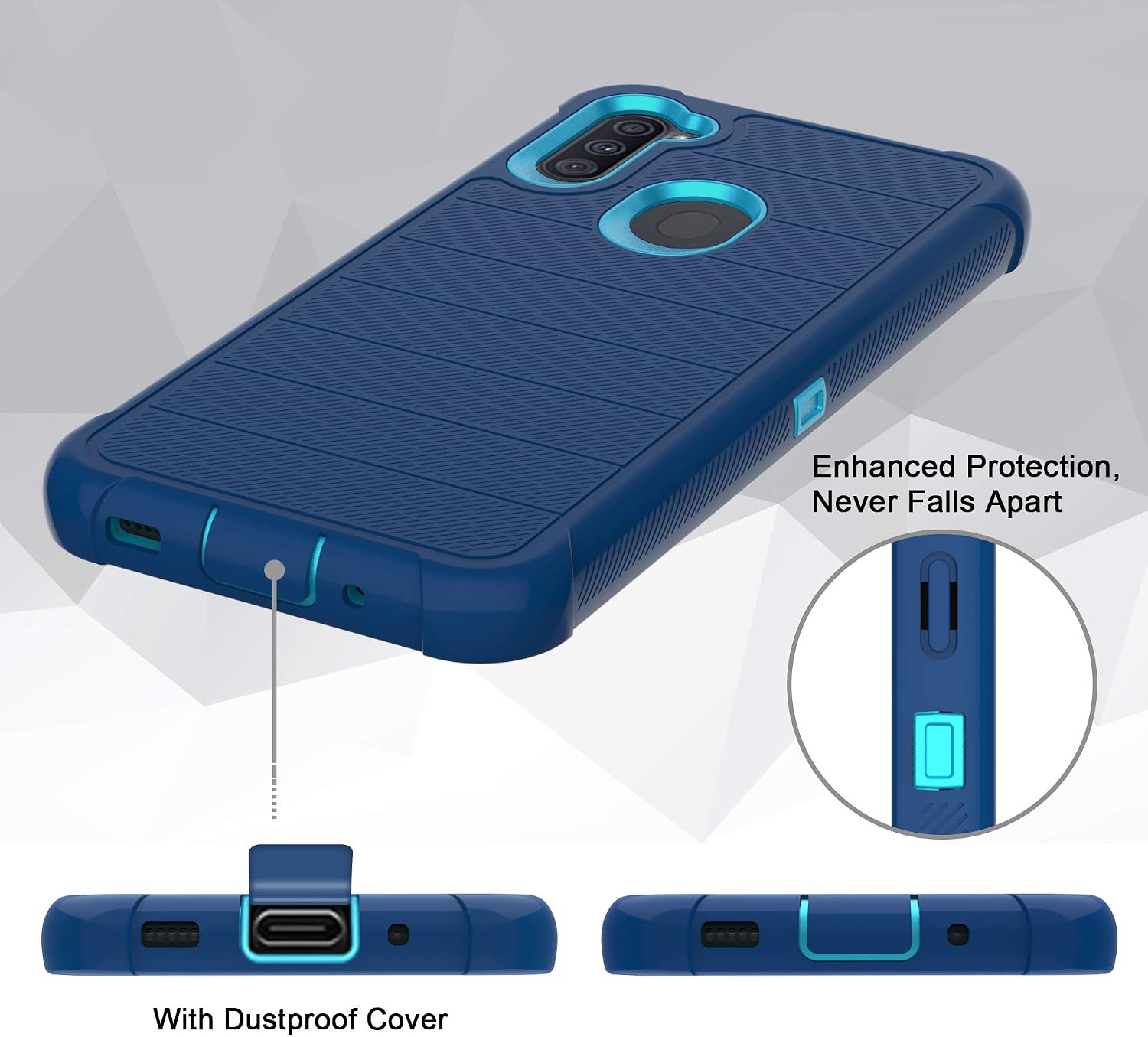 Leptech for Galaxy A11 Case with Soft TPU Screen Protector, [Holster Series] Full Body Heavy Duty Armor Protective Phone Cover with Kickstand Belt Clip Case for Samsung Galaxy A11 (Navy)