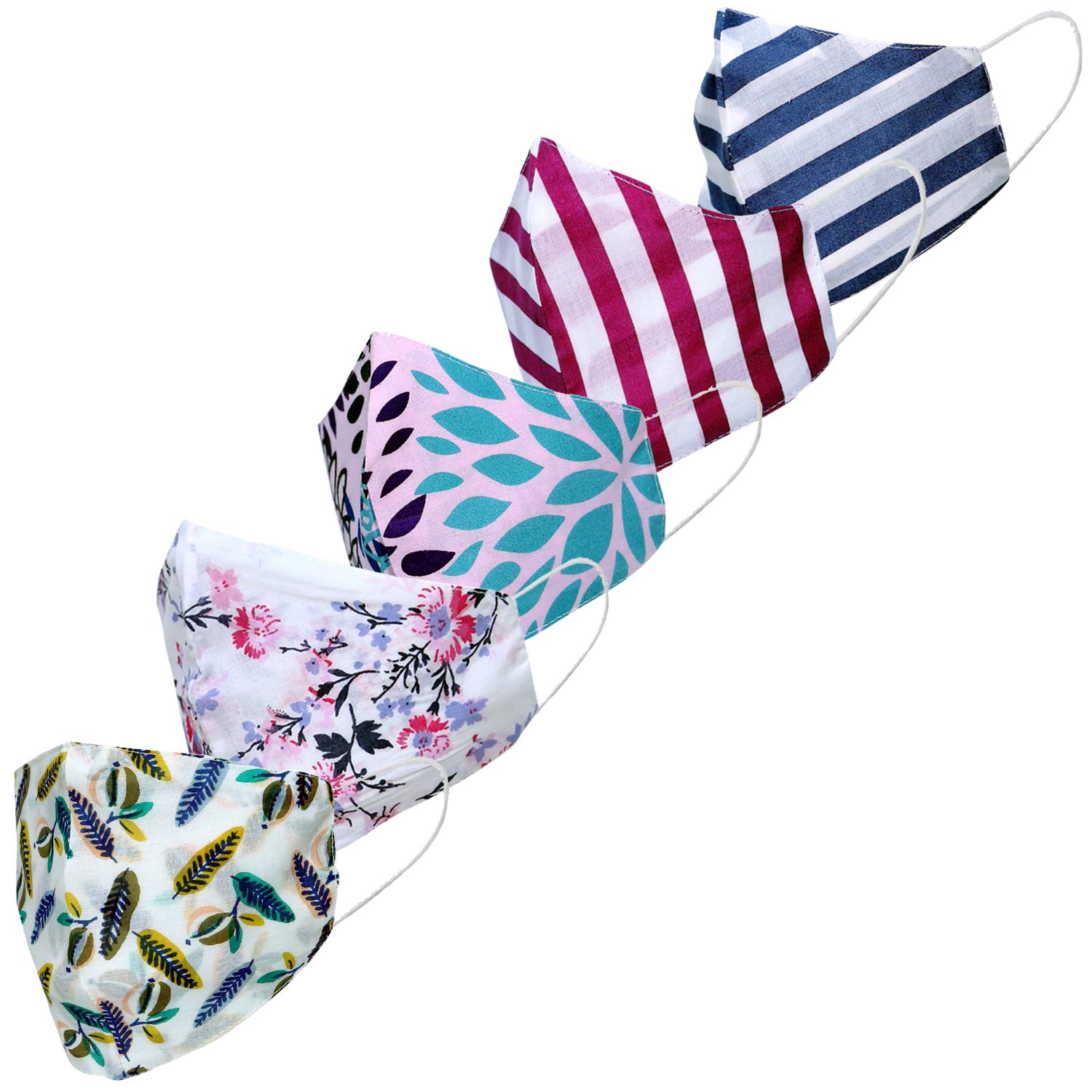 Cotton Unisex Face Mask, Multi-colored - Pack of 5-image-39