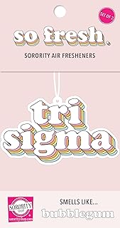 Sorority Shop Sigma Sigma Sigma Retro Air Freshener - Tri Sigma Bubblegum Scented Air Freshener – Sorority Retro Design Air Freshener for Car or Dorm– Sorority Gift, Charm Paraphernalia