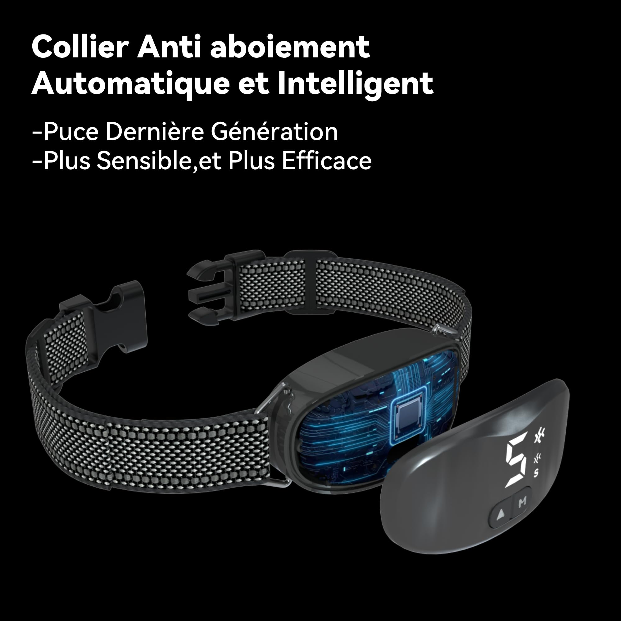 Collier Anti Aboiement-Conformes à La Nouvelle Loi 2025-Collier Vibrant,sans Choc Statique avec 8 Niveaux de Sensibilité Réglables,8 Niveaux et 3 Mode Sonore,Vibration et Forte Vibration