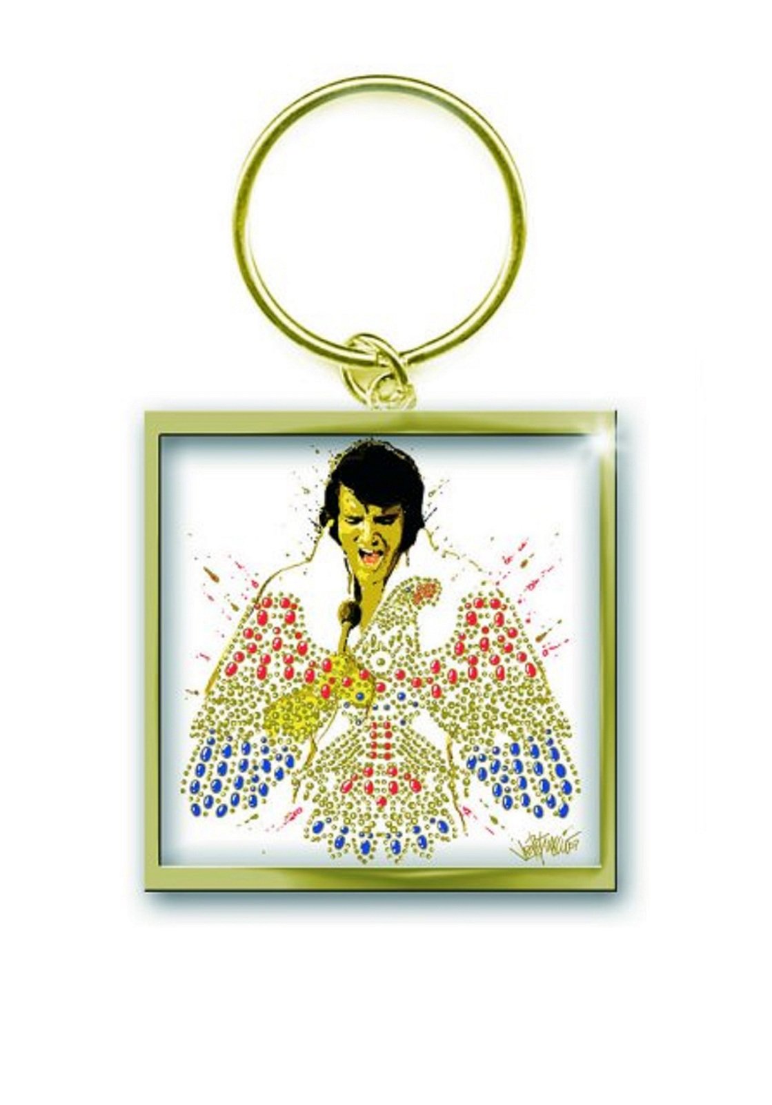 Elvis Presley Keyring Keychain American Eagle Official Gold Size One Size
