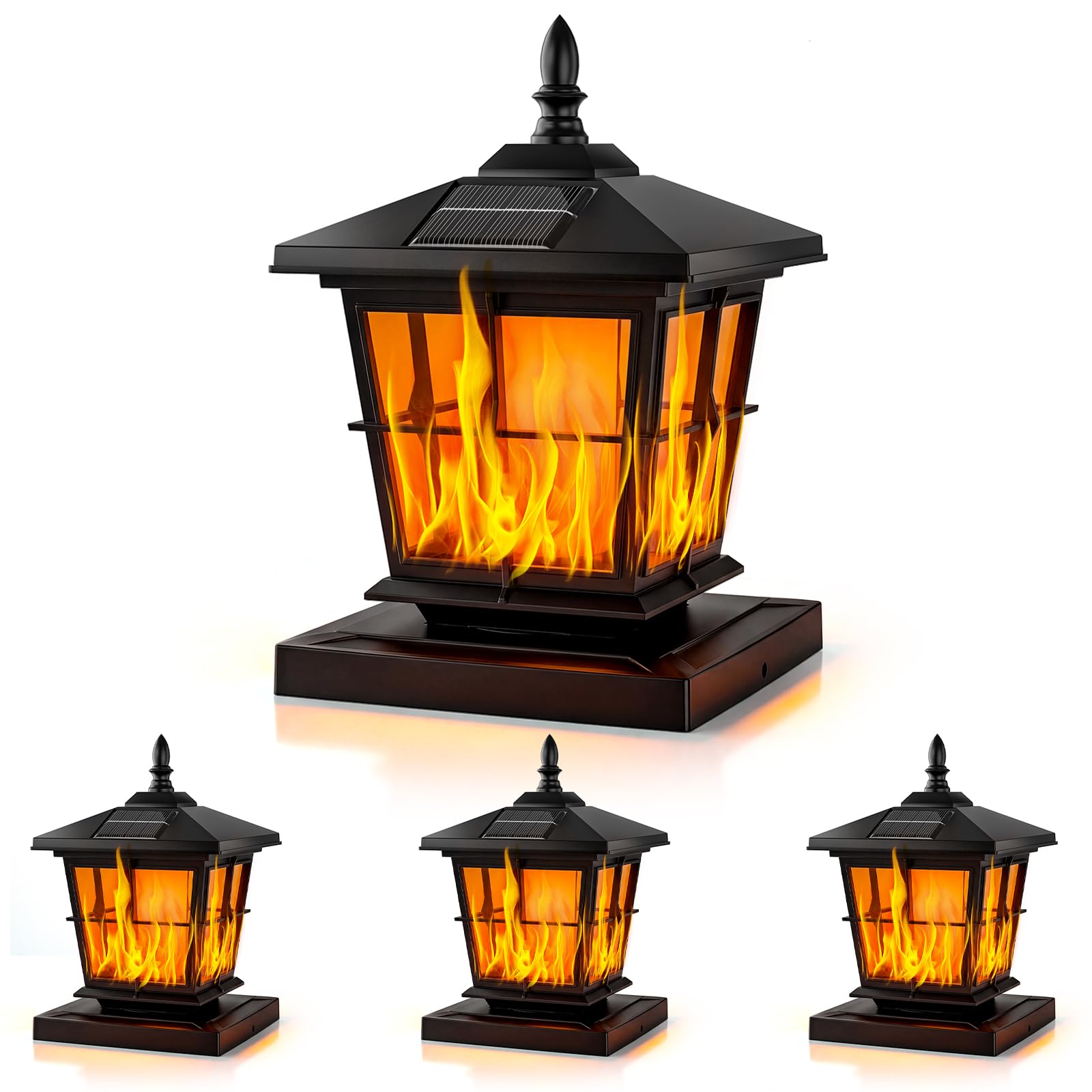 Outdoor Flame Solar Light Post 4 Pack Flicker Lights for IP65 Waterproof Flame Fence Posts LED Flashlight with Warm White Mode 2500K Decorative for-image-19