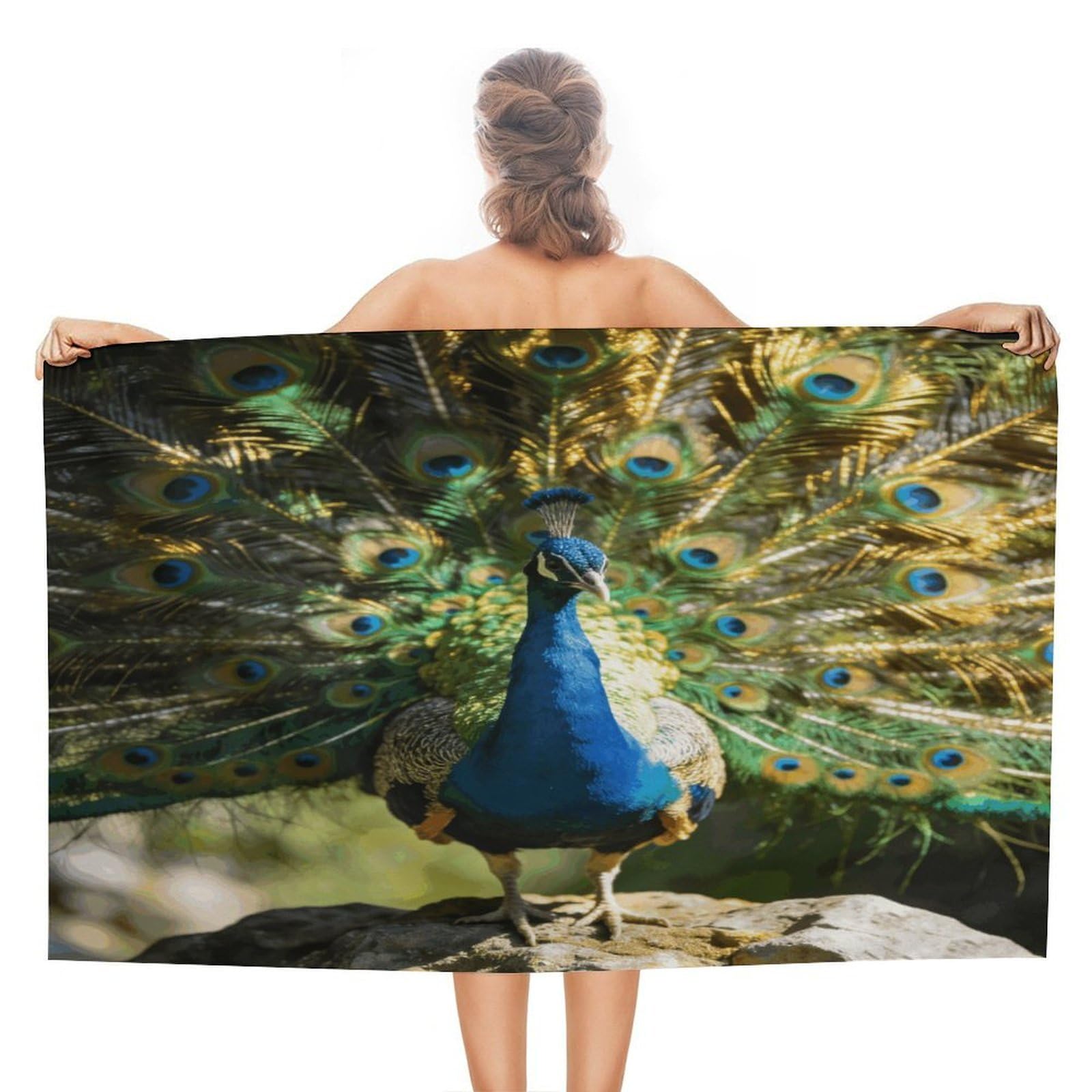 LZQPOEAS Beautiful Peacock with Colorful Feathers Beach Towel 51x31 Inch Oversized Soft Bath Towel Luxury Plush Thick Hotel Swim Pool Towels Super Quick Dry Travel Towels for Camping Gym Sports Yoga