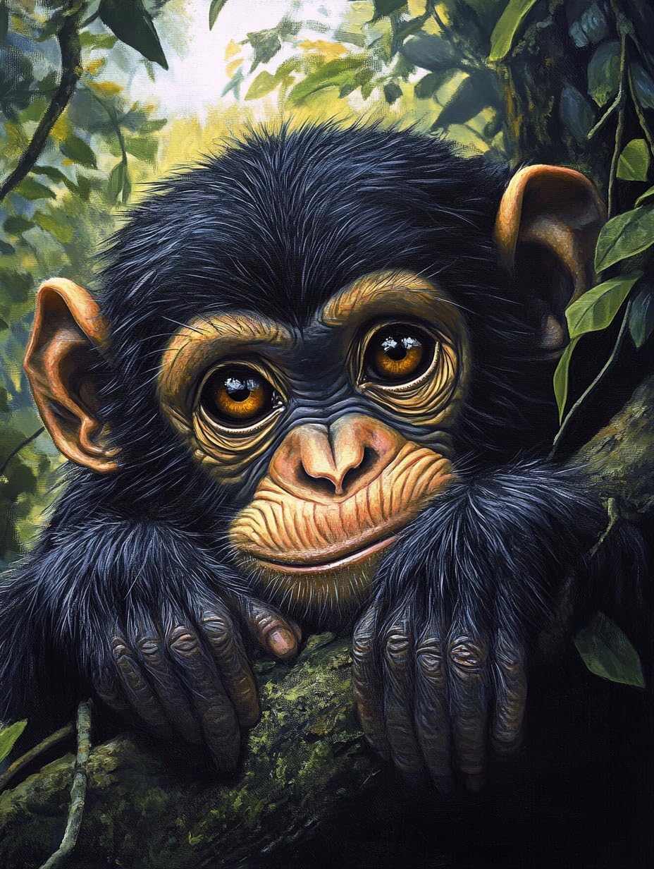 LEYIUYIU 5D Diamond Painting Kit: DIY Creative Wall Decor Craft Kit Designed for Adults and Beginners - Chimpanzee - 40x50cm