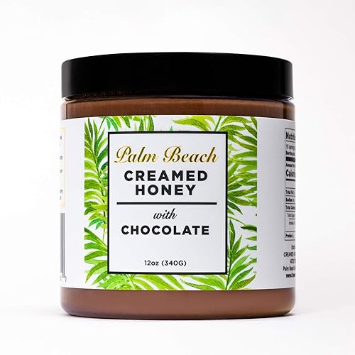 Palm Beach Creamed Honey con chocolate, miel de flores silvestres natural batida, miel pura cruda y sin filtrar, certificado Kosher, 12 onzas