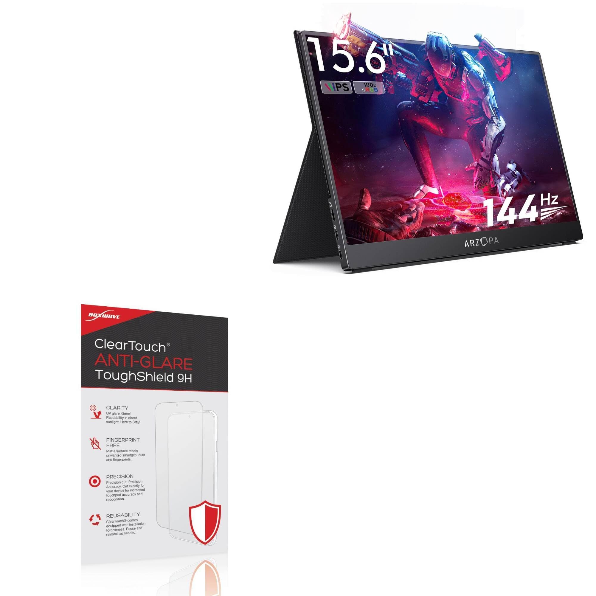 BoxWave Screen Protector Compatible With ARZOPA 144Hz Portable Gaming Monitor G1 Game (15.6 in) - ClearTouch Anti-Glare ToughShield 9H (2-Pack), Anti-Glare 9H Tough Flexible Film Screen Protector