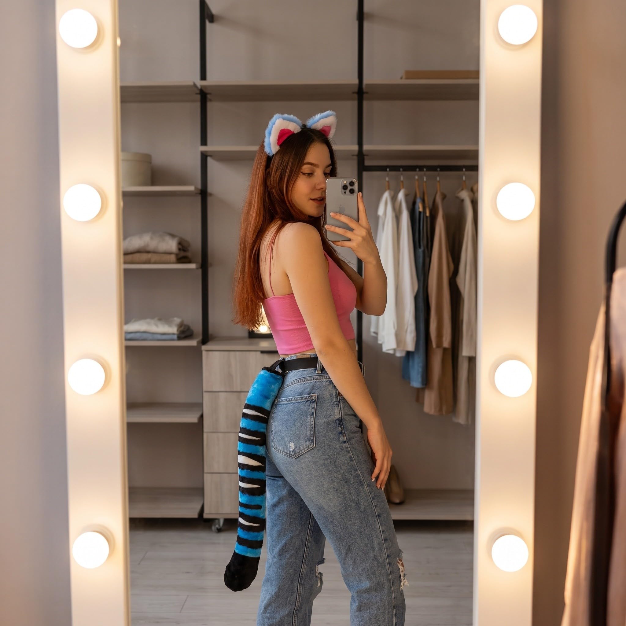Veemoon 2 piezas de diadema y de tigre, tocado de peluche para disfraz de