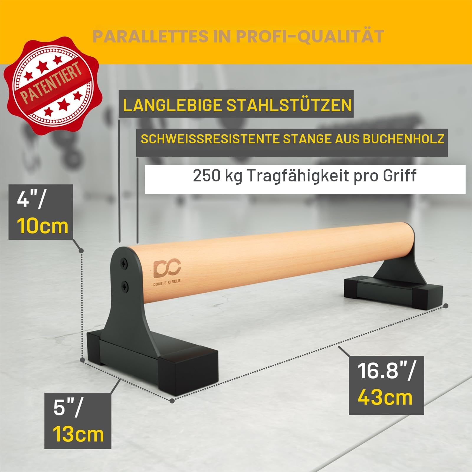 Double Circle Parallettes Liegestützgriffe mit Holzgriffen - Calisthenics Equipment - Rutschfeste Barren für Calisthenics Griffe