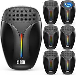 Upgraded Ultrasonic Repeller & Insect Indoor Repeller,Ultrasonic and Repellent for Roach,Rodent,Mouse,Bugs,Mosquito,Mice,Spider,Ant,3 Mode Switching,6 Packs