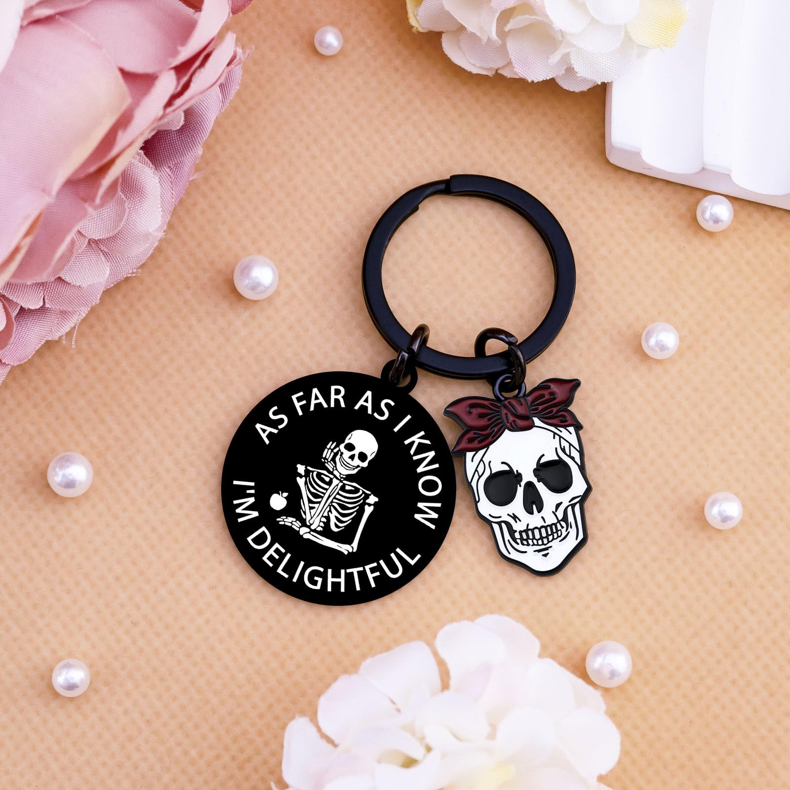 Goth Gifts for Women Gothic Keychain Skull Keychain for Teens Witchy Gifts for Women Skeleton Keychains Spooky Basket Stuffers Horror Gift for Friend Funny Halloween Keychains