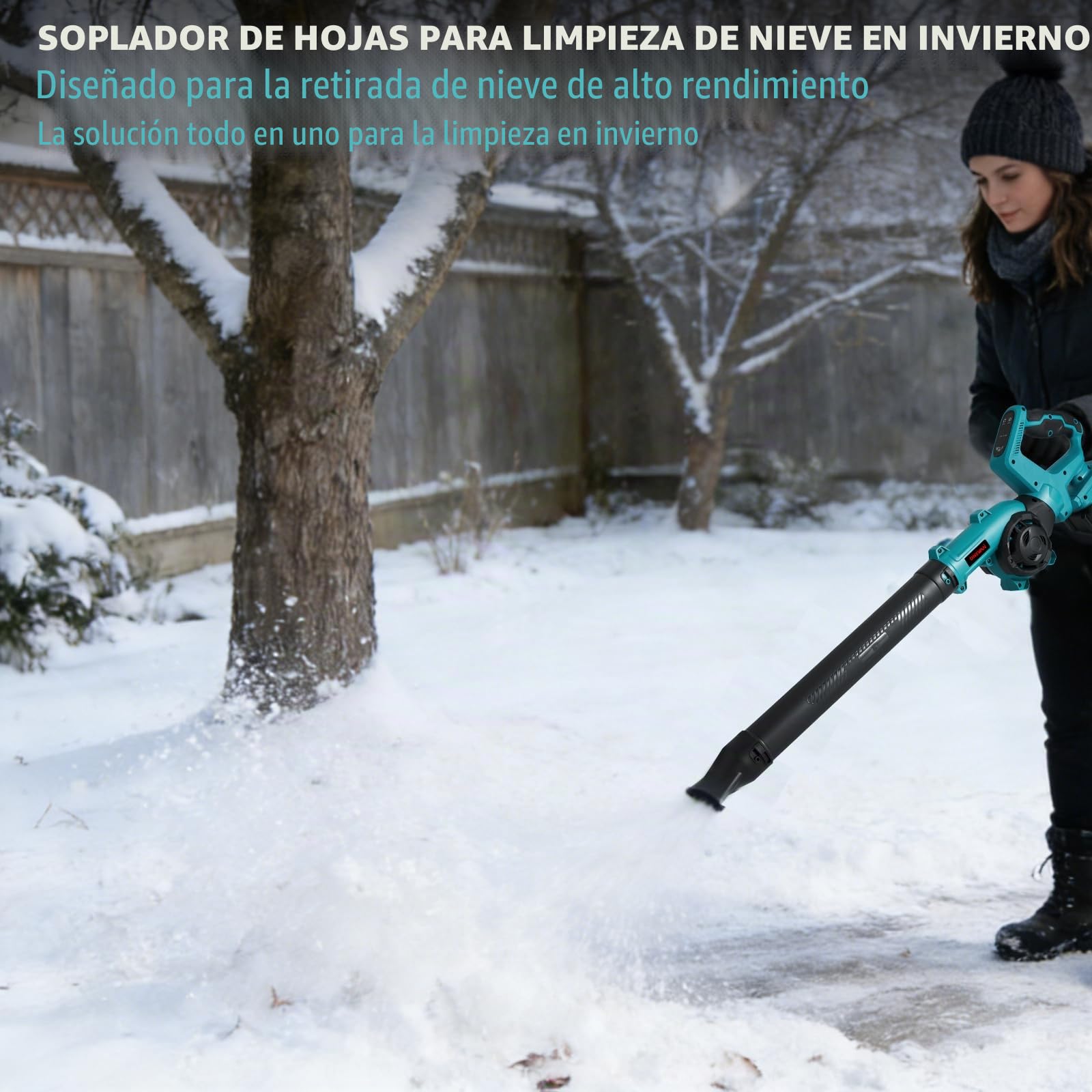 ONEVAN Soplador de Hojas Inalámbrico 252 km/h Cabezal Giratorio 270° | 20000U/min Turbo, 3 Velocidades regulables, 3.0Ah Capacidad, 2 Baterías, 1.2kg Ligero, 3 Boquillas kit, Nieve, Hojas, Polvo