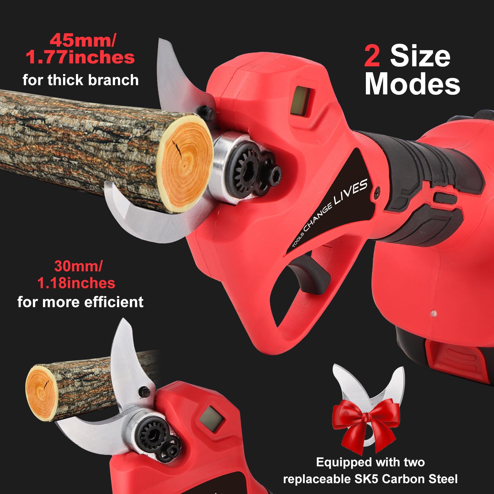 45mm Tijeras De Podar Electricas: Tijera podar telescopica 45-30mm Ajustables Hoja SK7 - Tijeras de podar telescópicas con 2 baterías de 21 V/2000 mAh - Tijeras de Podar Bateria para Jardinería,Olivos