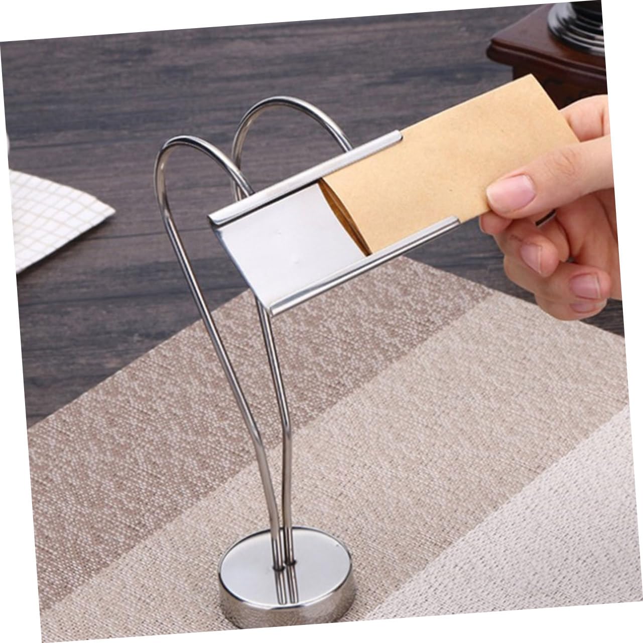 HOODANCOS Holder Stainless Steel Memo Holders 19.5cm Silver Memo Rack for Table Number Photo Holders for Wedding Birthday Graduation