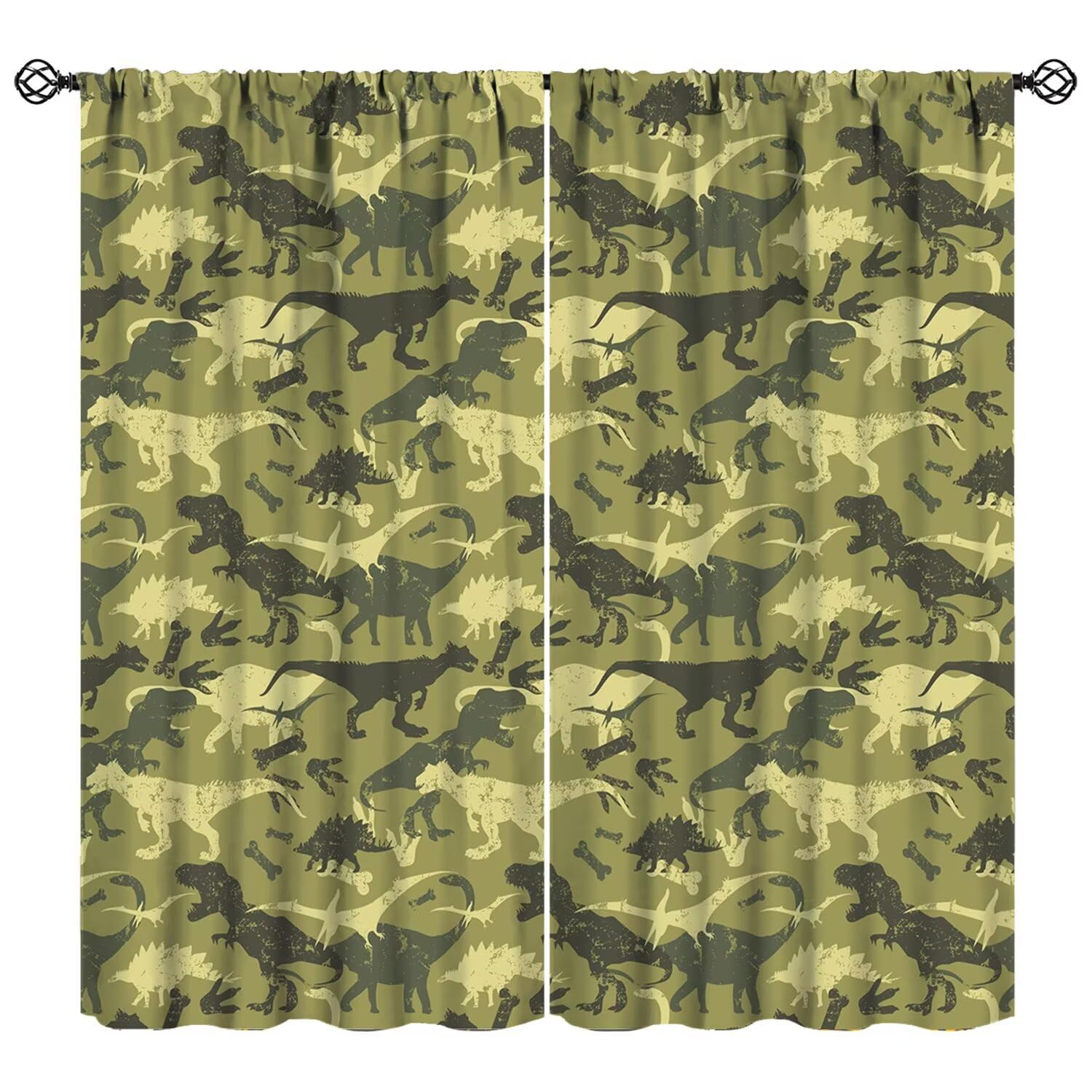 JESTRONRY Dinosaur Window Curtains,Dino Safari Animals Camouflage Pattern Window Curtain Drapes for Living Room Bedroom Dining Room 52" W X 84" L (Blackout)