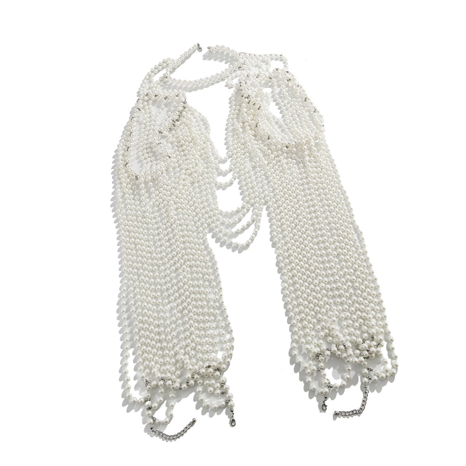 Collana per il corpo con perle di ispirazione vittoriana con frangia staccabile per eventi eleganti e fotografie, gioiello dal design leggero