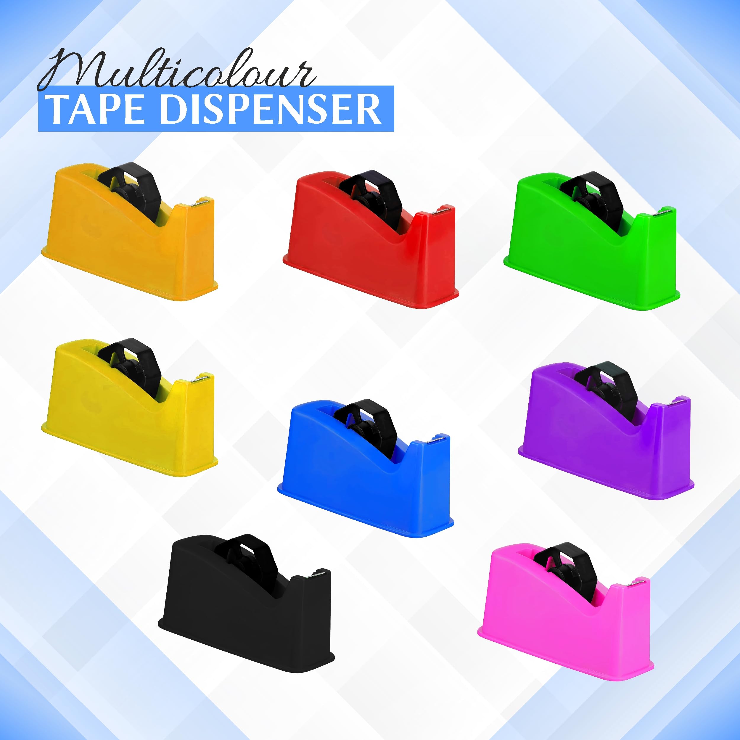 YAJNAS Dispenser per nastro adesivo per imballaggio, pesante e antiscivolo, 2,5 cm, dispenser per nastro in cellophane per casa, ufficio, scuola (colore casuale)
