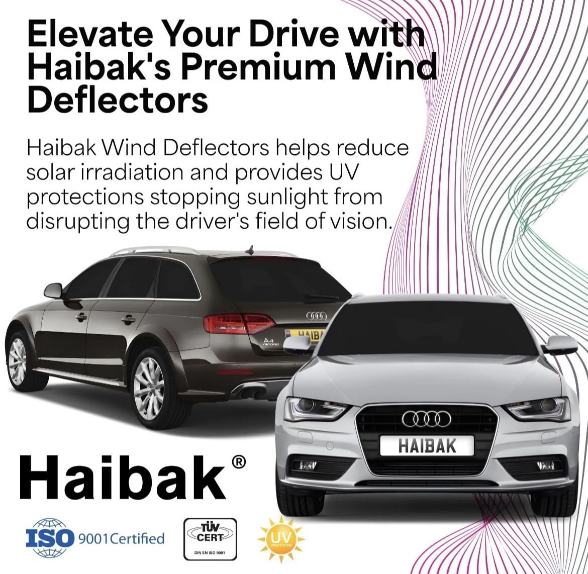 Deflettori Aria Audi A4 B8 Deflettori D'Aria Haibak Per Audi A4 B8 2009-2015 - 4 Pezzi Anteriori, Tinted, In Channel, Protezione UV Protezione Uv Auto - Foto 5
