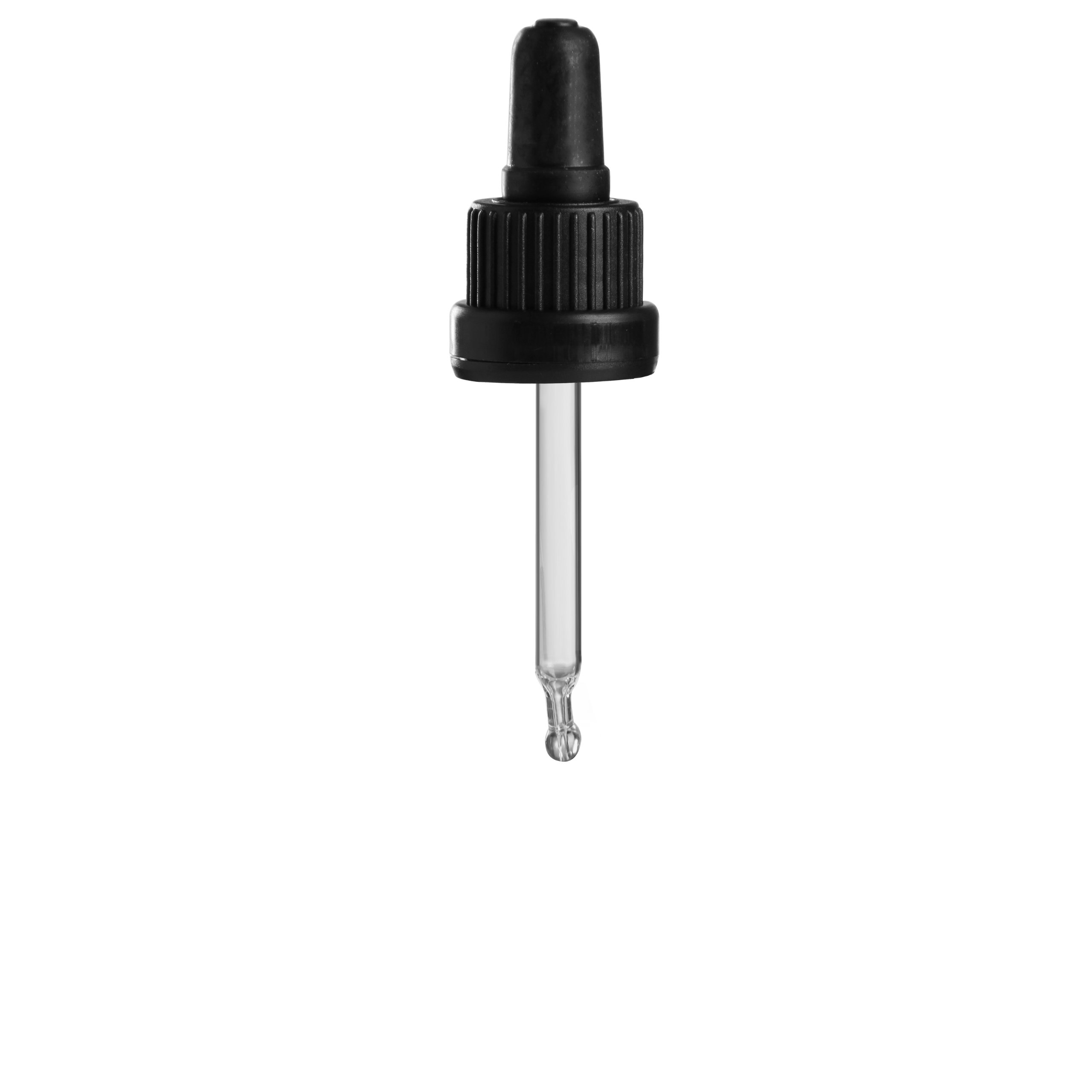 100 x Glas-Tropfpipette PL44mm - schwarz/schwarz - mit Originalitäts-Verschluss (OV) - für 5ml und 10ml Pipettenflaschen mit Gewinde DIN 18 (18mm) / Pipette / Pipetten / Tropfpipette / Tropfpipetten / Glaspipette / Glaspipetten / Pipettenverschluss