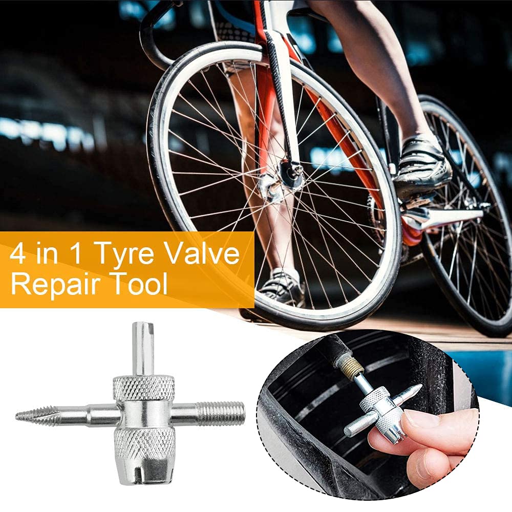 101 Pezzi Kit Riparazione Valvole Pneumatici – Ottone – 100 Nuclei + 1 Chiave Per Auto E Bici