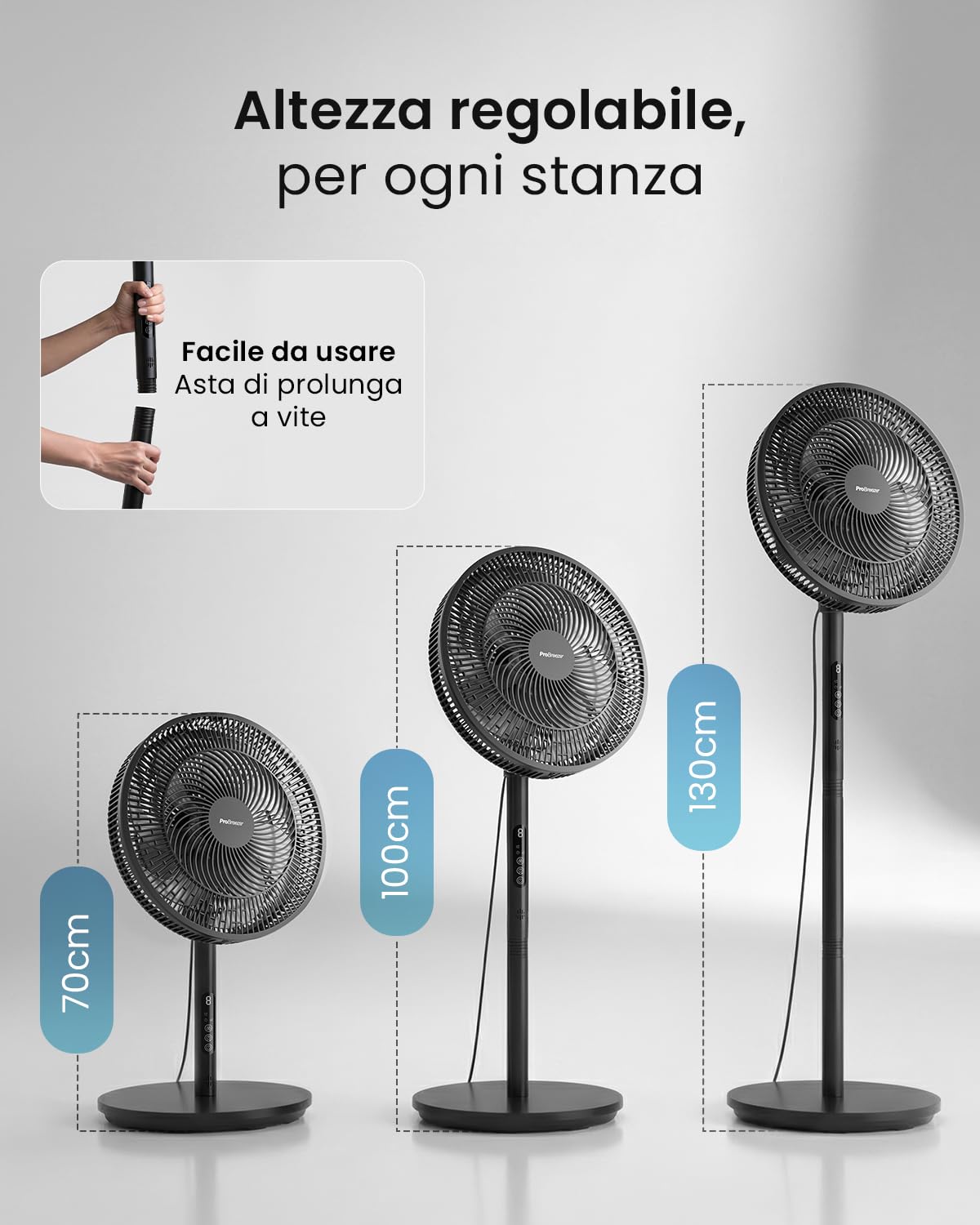 Pro Breeze Ventilatore a Piantana AirFlo Slim 43” – silenzioso e potente, basso consumo, 9 velocità, forte flusso, altezza regolabile, oscillazione 95°, design salvaspazio, ideale casa e ufficio