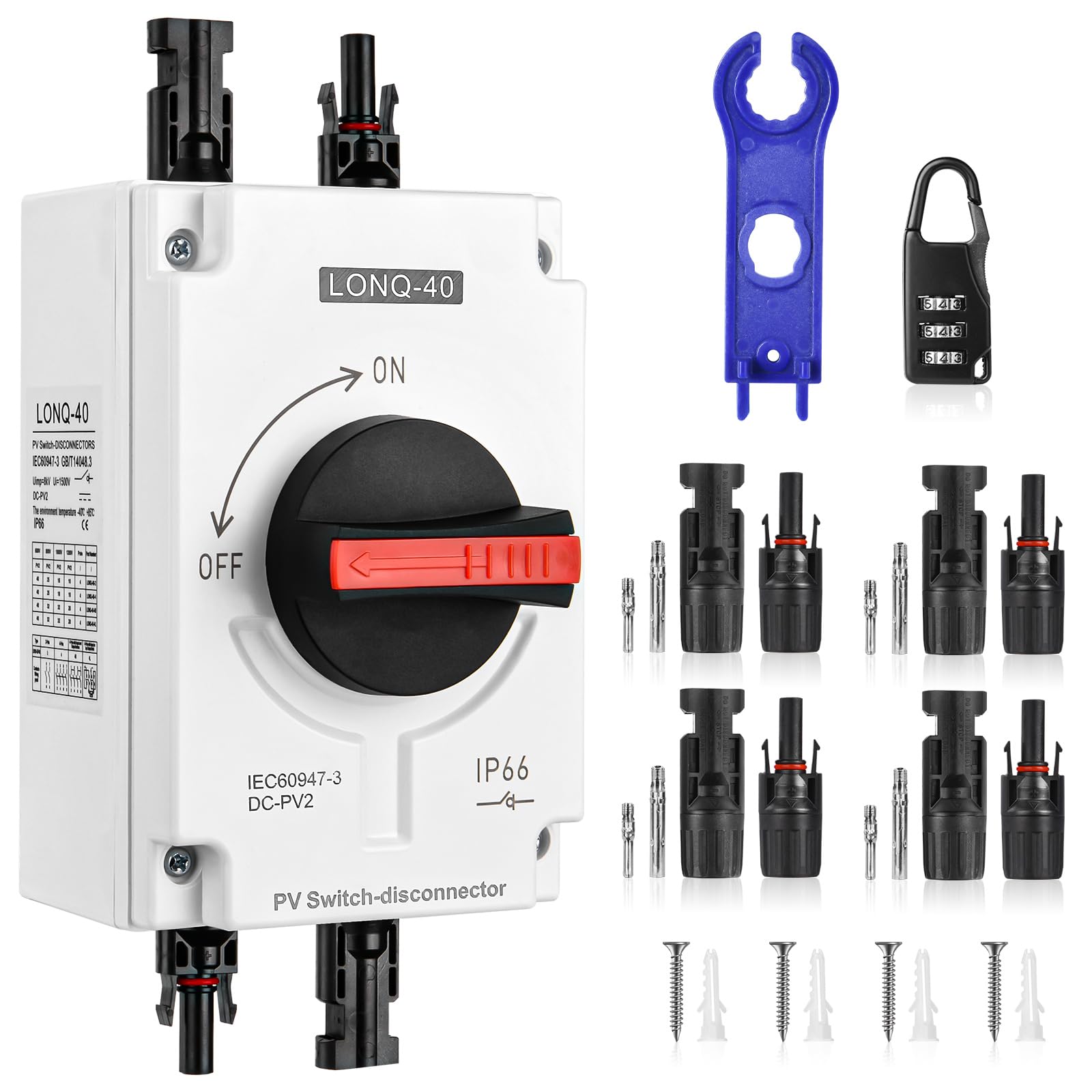 OFFCUP Interruttore Isolatore CC, Solare Sezionatore CC 1200V 32A Interruttore di Separazione CC Interruttore Solare Isolatore Fotovoltaico, Isolatore Fotovoltaico Solar per Pannello, Batteria…