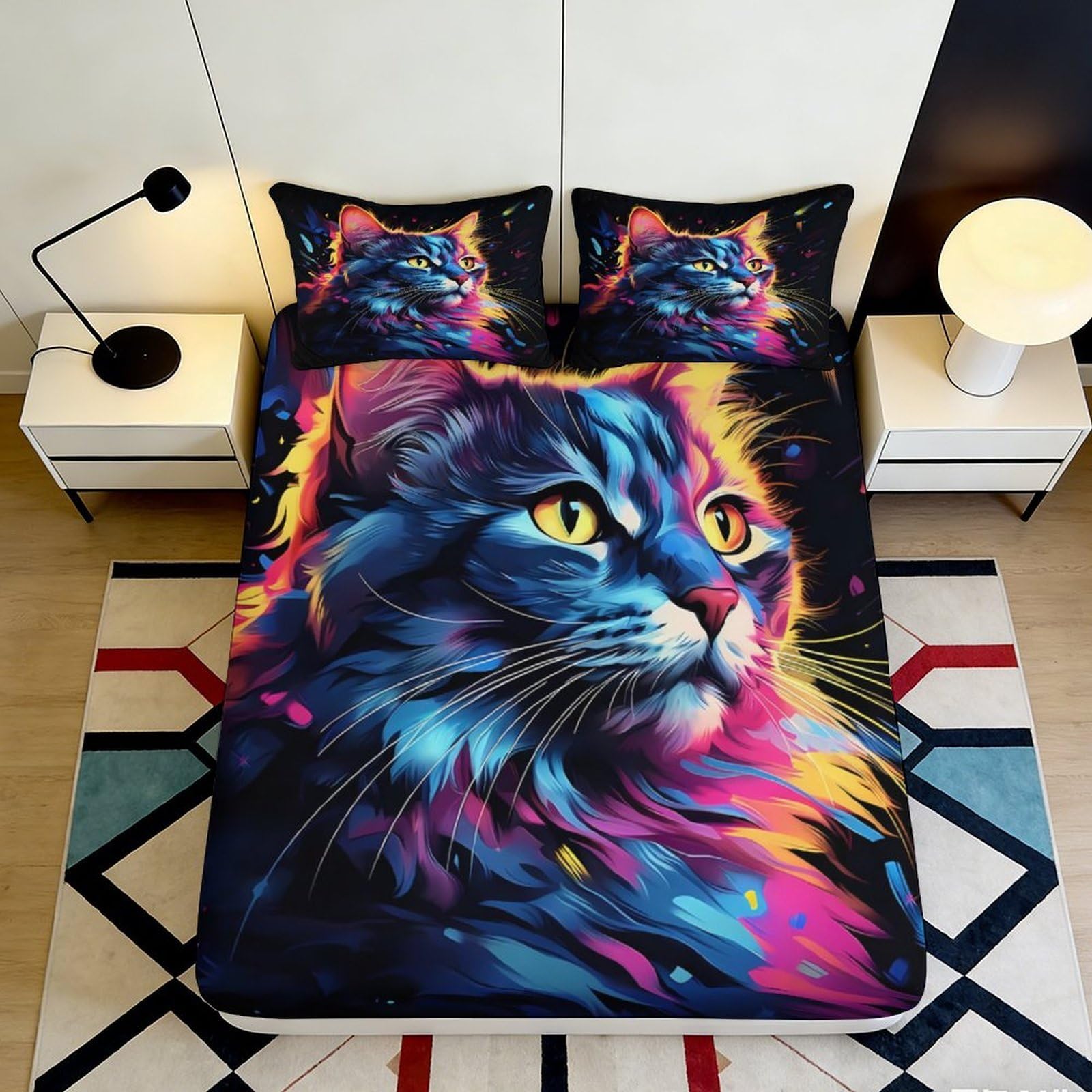 Kzqnxhjprl Style-9 3D Printed Microfiber Fitted Sheet For Bed Protection, Cosmic Nebula Pattern, Non-Slip, Machine Washable, Suitable For Adult And Teen Bedrooms 90X200x25cm