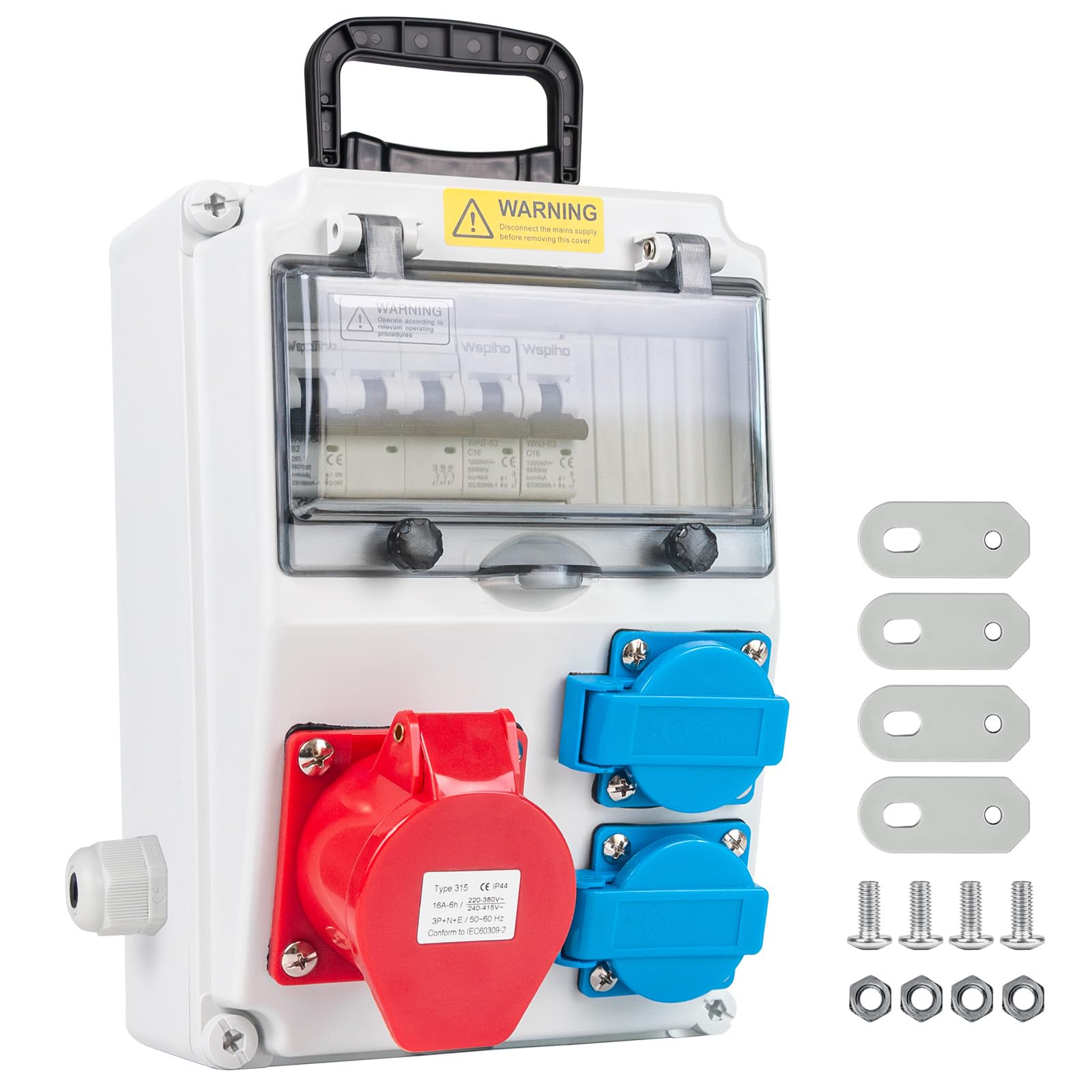 WSPIHO Baustromverteiler mit Fi Schalter Typ A, 40A 30mA RCB