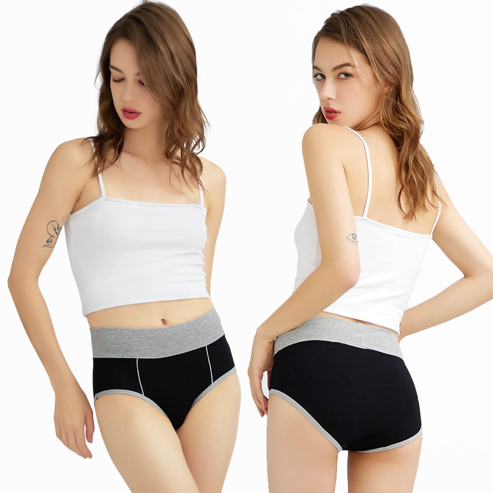 FALARY Mutande Vita Alta Donna in Cotone, Pacco da 5