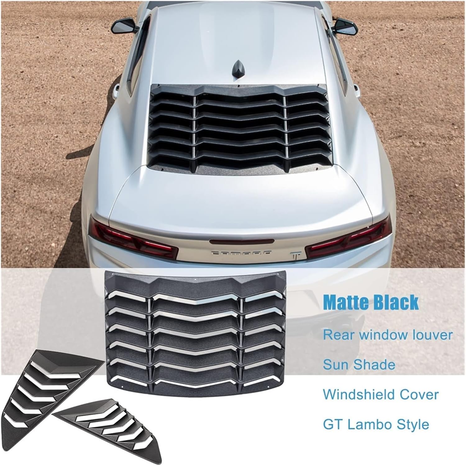 リア＆サイドウィンドウルーバー、シボレー シボレー カマロ 2016-2022 ABSサンシェード フロントガラスカバー マットブラ