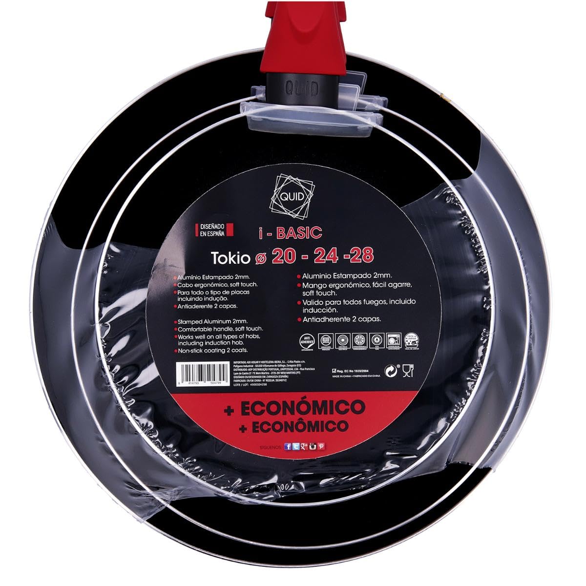 Ensemble De Poêle Quid Tokio Noir Aluminium 20/24/28 Cm (3 Pcs) à Prix