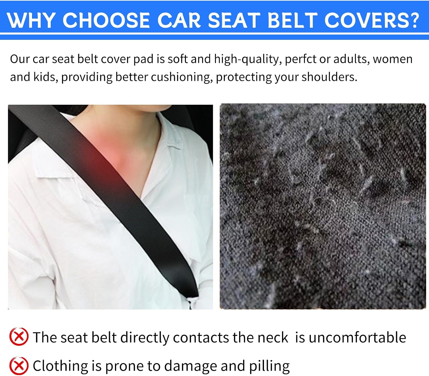 2 Pcs Car Seat Belt Covers with Cute Bow,Leather Seat Belt Cover Pad,Seatbelt Shoulder Strap Pads Covers for Shoulder Protector for Adults Kids,Car Seat Belt Cover Pad,Seat Belt Cushion,White