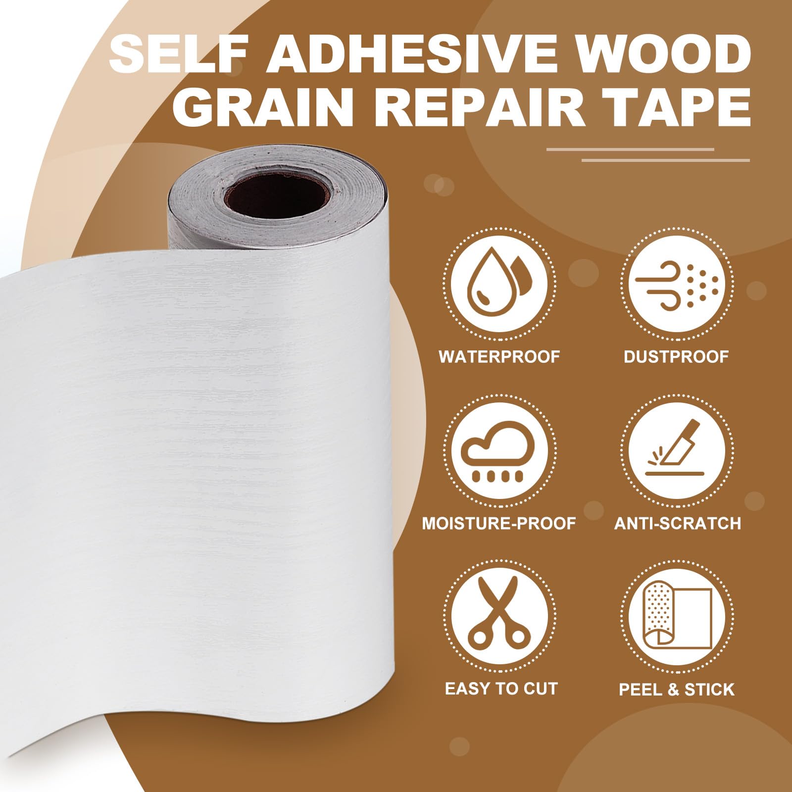 PATIKIL Pellicole Adesive Legno Autoadesivo 10m x 200mm Carta Adesiva per Mobili Legno Riparazione Pellicola Autoadesiva Effetto per Pavimenti Porte Tavoli Sedie Armadi, Grano Legno Bianco