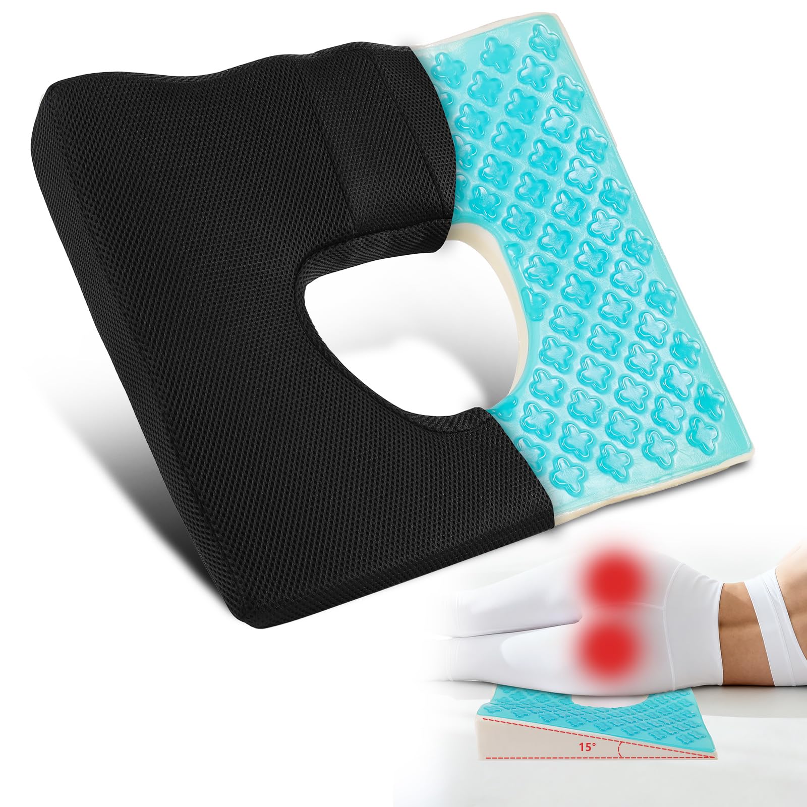 Bed Sore Cushion for Butt Hemorrhoid Cushion with Removable and Washable Cover Pressure Relief Pillow for Bedridden and Long Sitting Cushions for