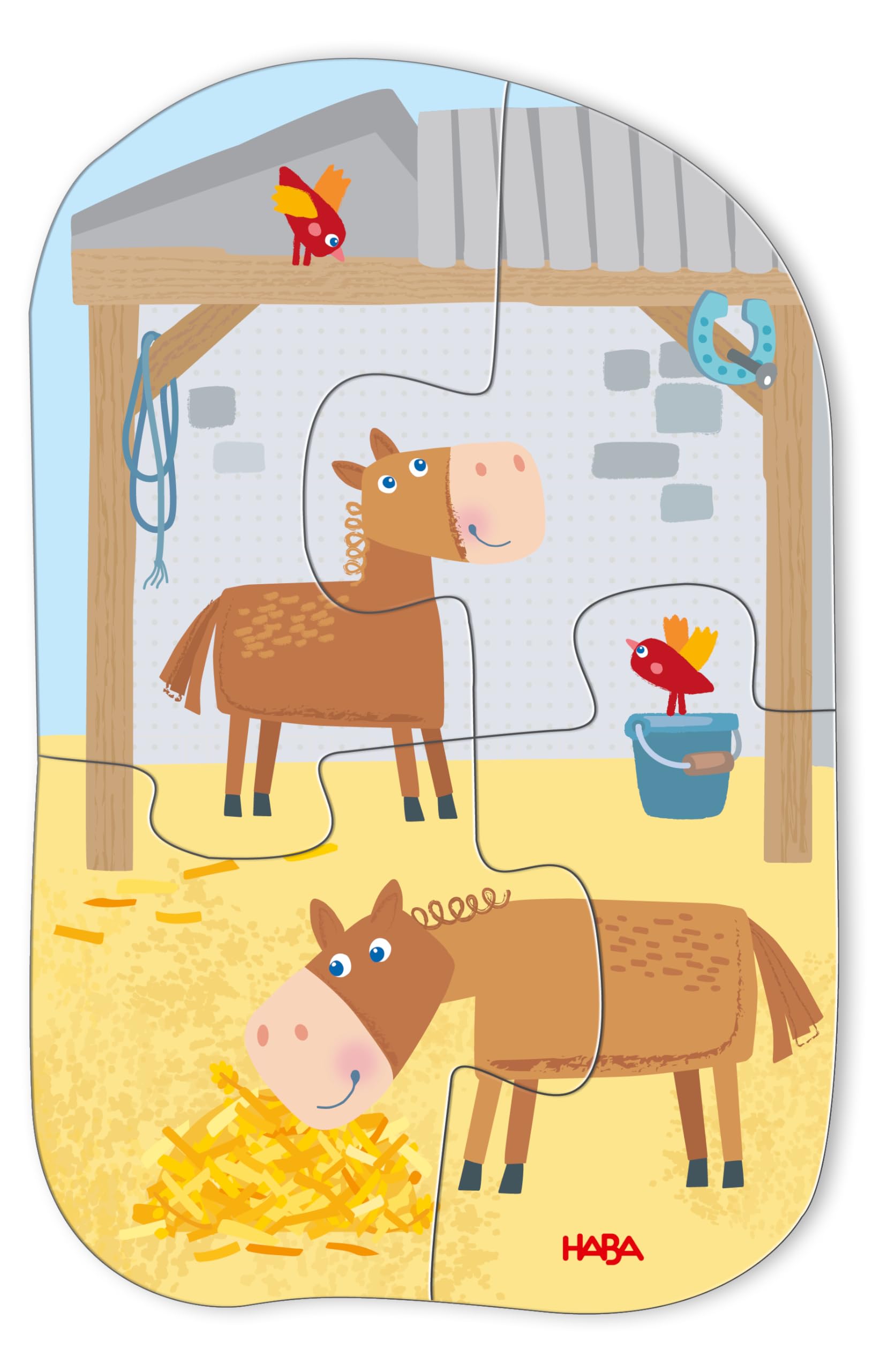HABA Primi Puzzle Fattoria - 6 Puzzle Per Bambini 2+ Anni Con Figure In Legno, Multicolore, 1307182001