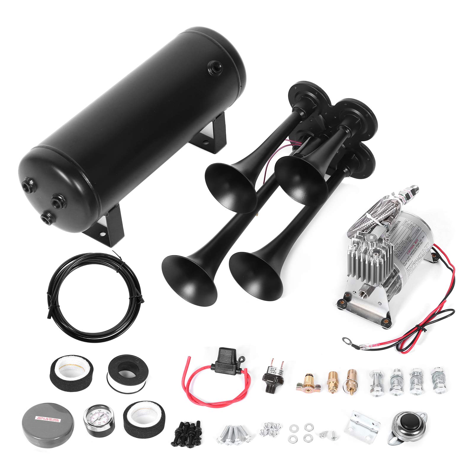 Buy Cocoarm 4 Trumpet Train Air Horn Kit 12V Air Compressor 150DB Air