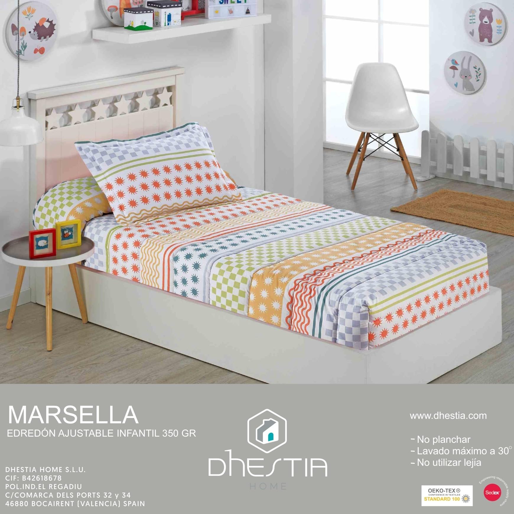 DHESTIA HOME Edredón Ajustable Relleno de 350 gr Modelo Marsella Cama 90 y Cama 105 Color Único Talla Cama 90