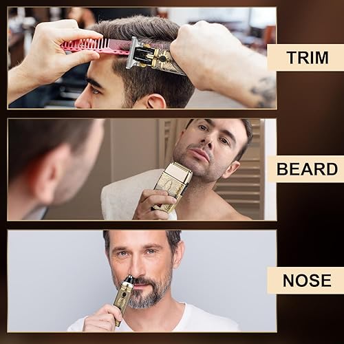 Miniatura 6 de Karrte Kit de aseo profesional mejorado para hombres, maquinilla de afeitar eléctrica y recortadora de nariz, regalos para hombres