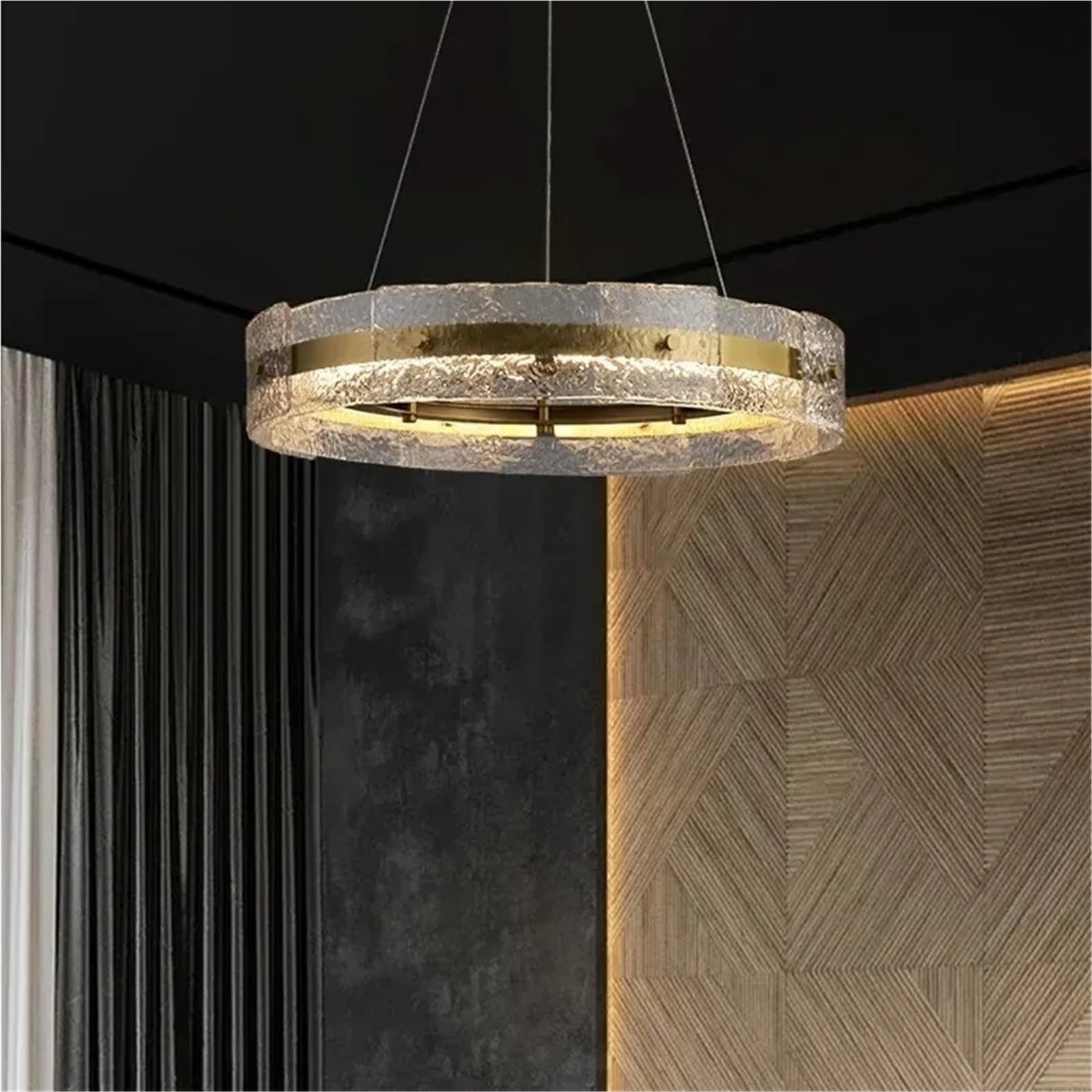 Nordic LED Pendant Light Transparent Glass Ring Chandelier