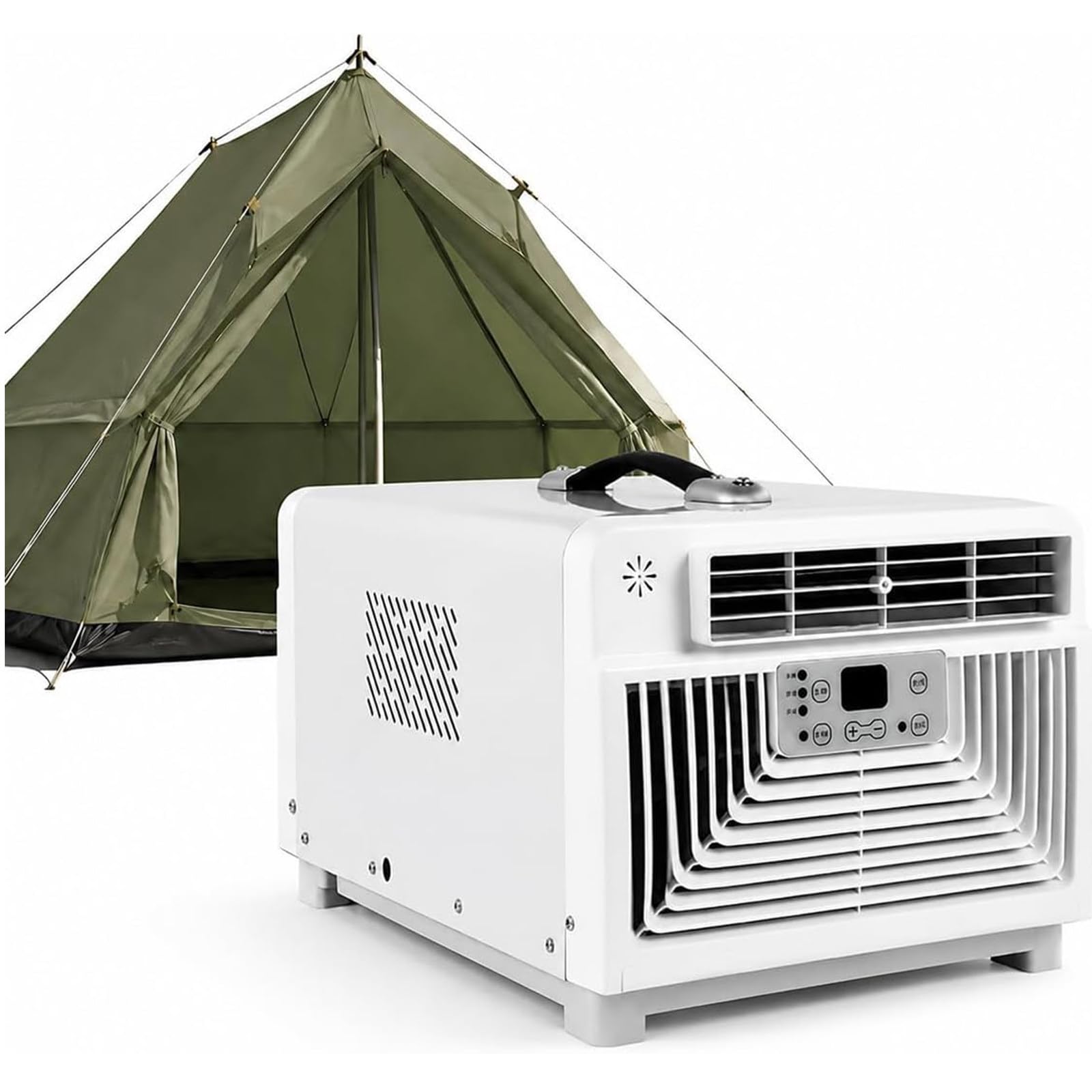 DDZJTPP Portable Camping Air Conditioner,4-in-1 Quiet Small AC Unit with 300W Low Power,LED Display,Remote,12H Timer,Window Kit for Tent Truck Fishing Indoor & Outdoor Use Cold+Heat