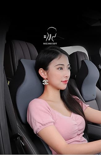 Miniatura 6 de VAIKAXY Almohada inmersiva para reposacabezas de coche, almohada para asiento de automóvil, almohada cómoda y transpirable de espuma de algodón con