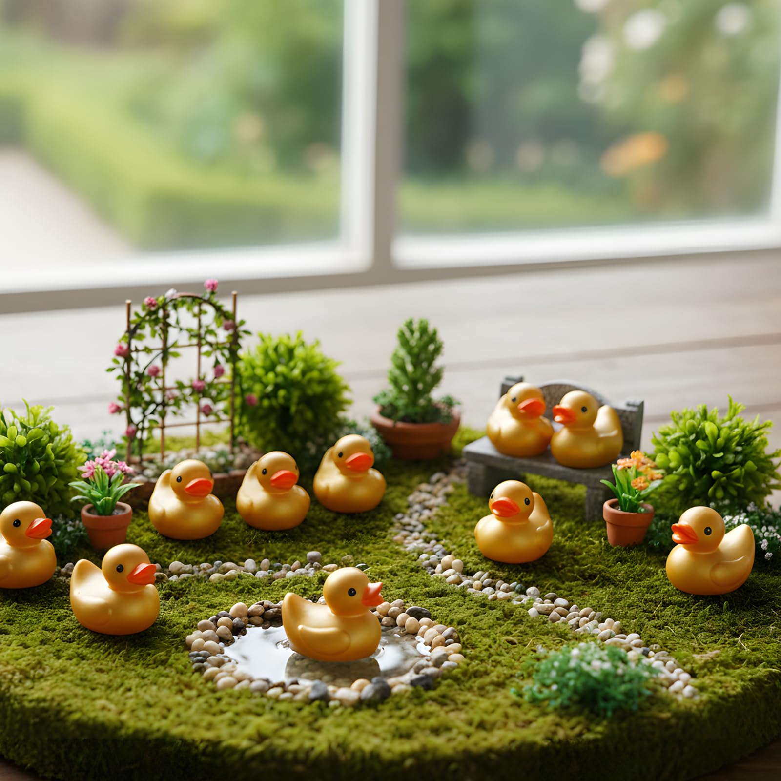 40Pcs mini resin ducks, small ducks, resin tiny gold duck figures collectible little animal statue for micro garden landscape cake small decor & DIY craft party - Image 4