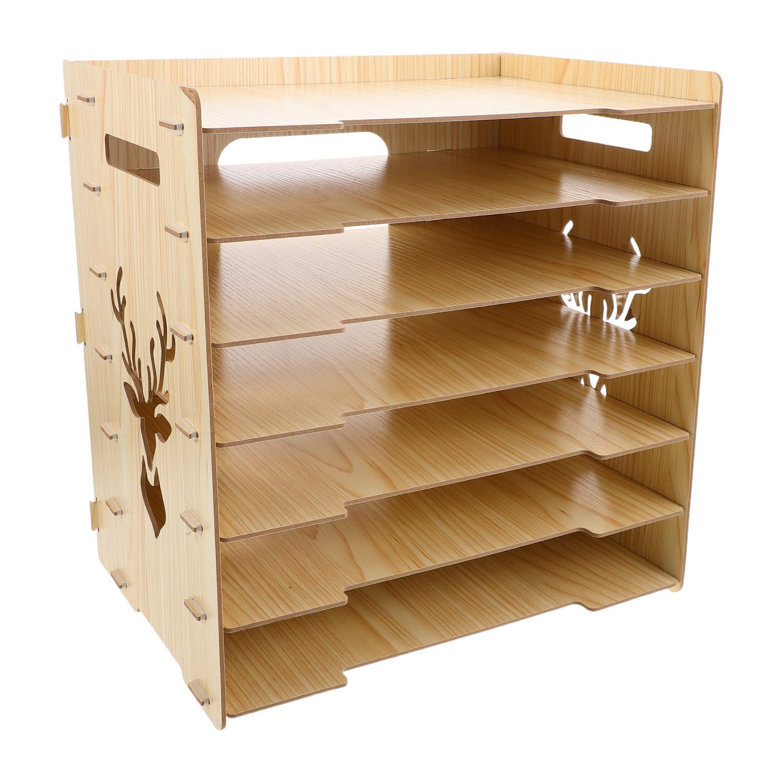 Veemoon Scaffale porta puzzle in legno, ripiano regolabile a 7 livelli per