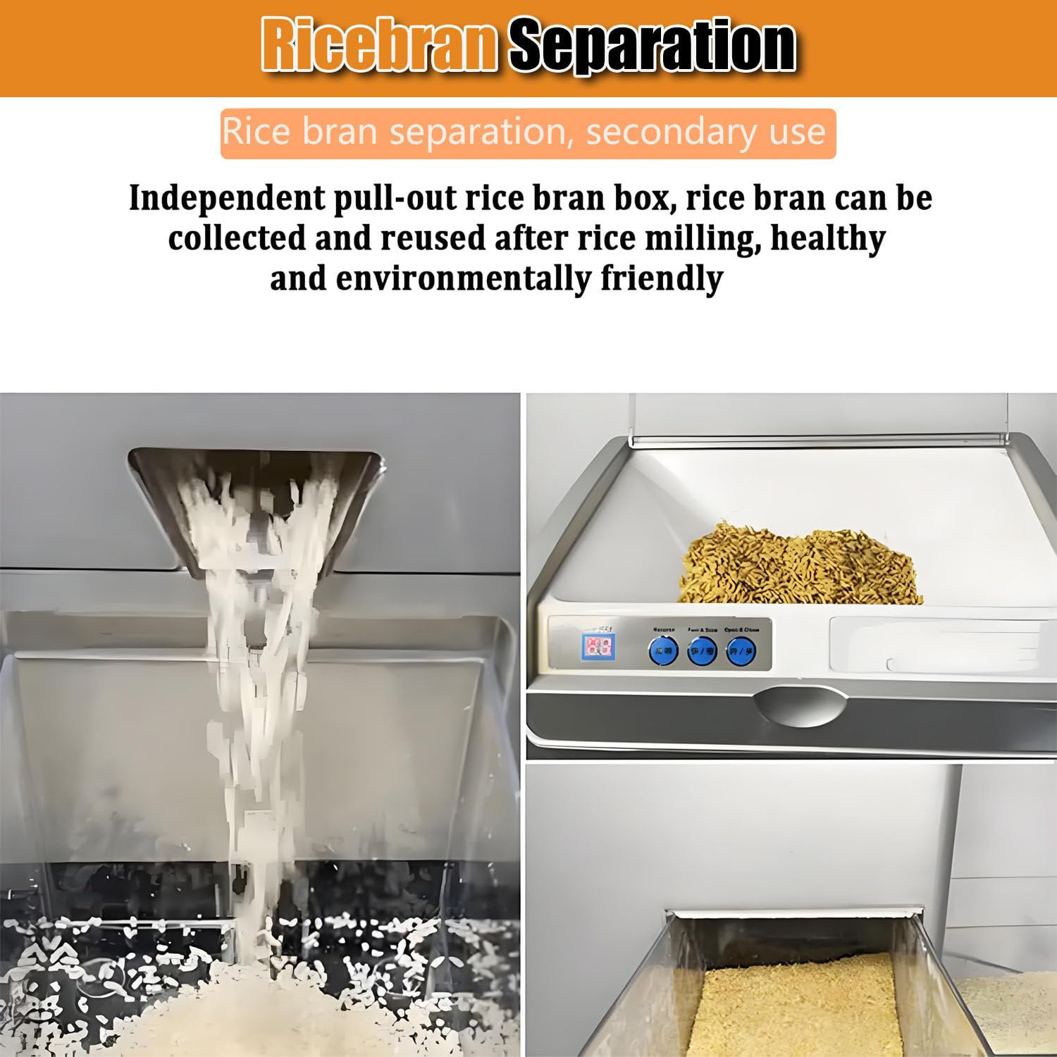 Mulino e sgranatrice Automatici per Riso, processore Elettrico per Riso da 500 W, capacità di 30 kg/h con precisione di macinazione Regolabile, per la Lavorazione dei Cereali di Riso e Grano
