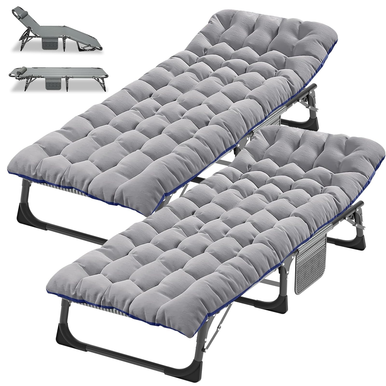 DoCred Folding Camping Cot with Mattress, 2 Pack Heavy Duty Folding Cot