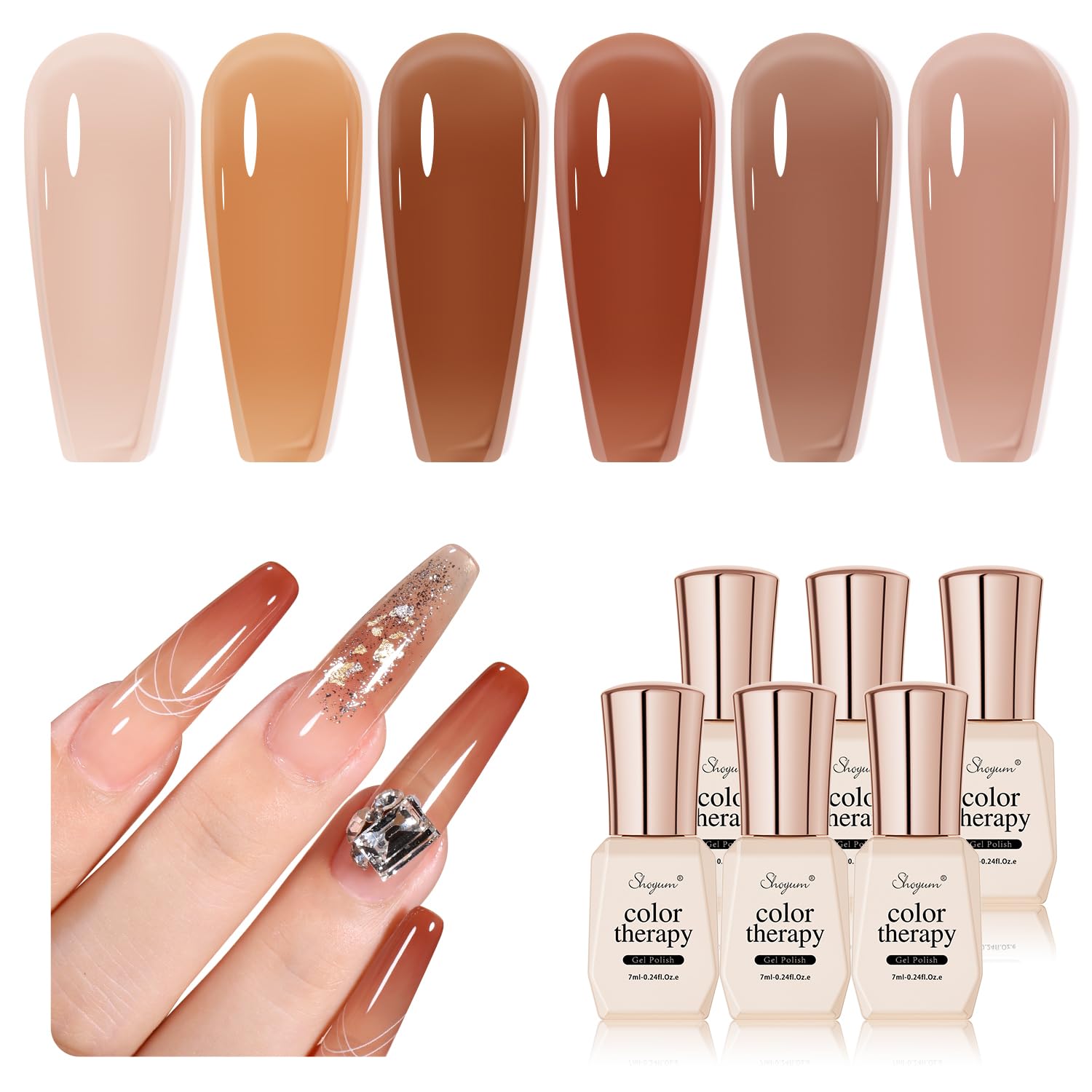Amazon.com : SHOYUM Fall Gel Nail Polish Set, 6 Colors Jelly Pumpkin ...