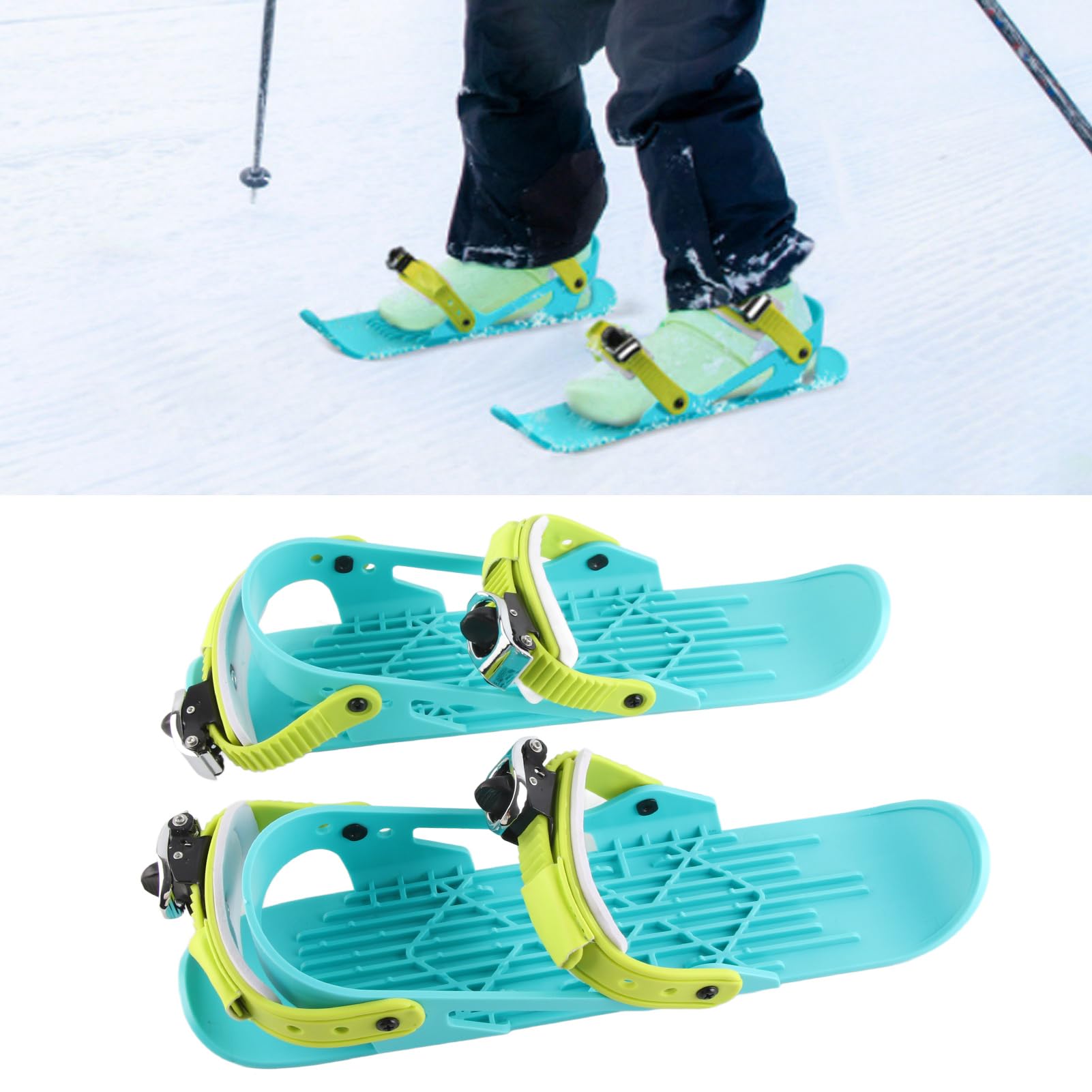 Pwshymi Mini Ski Shoes, Adjusable Skiboards Attach to Skis Boots for Downhill Slopes Winter Sports (Colorful)