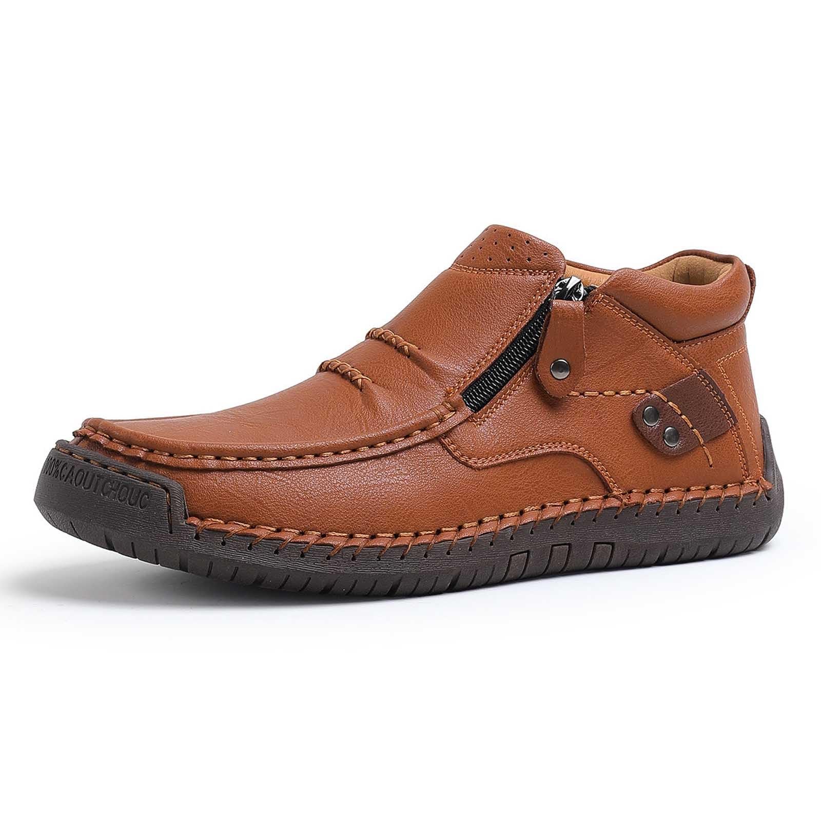 Generisch Pantoufles décontractées pour homme, matériau supérieur, chaussures de randonnée confortables pour le quotidien avec fermeture éclair latérale, pantalon jean parfait pour les loisirs