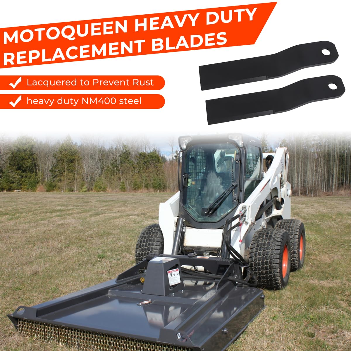 MOTOQUEEN Brush Hog - Cuchillas para cortacésped de 10 mm de grosor, cuchillas de acero NM400 resistentes para cortar cuchillas de repuesto de cepillo más pesadas, 2-3/4 x 14-1/2 x 3/8 pulgadas, juego